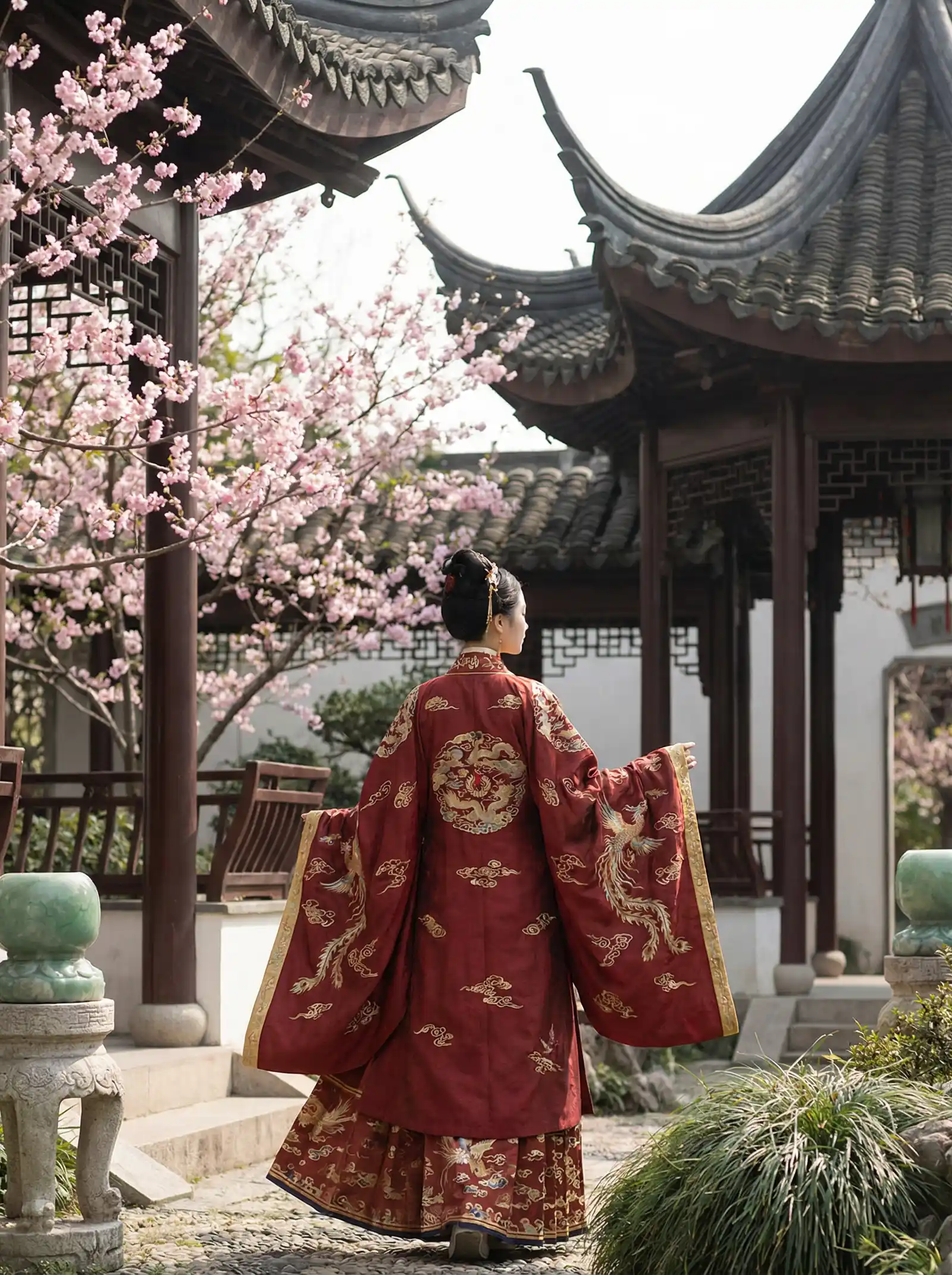 麻绳泰剧免费观看全集 明制汉服红色凤凰刺绣